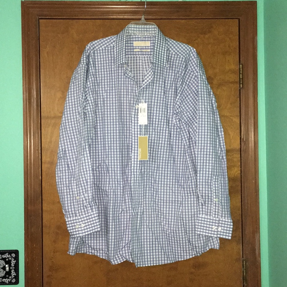 NWT Big and Tall blue and white check shirt